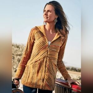 SOFT SURROUNDINGS Kinsale Boucle Striped Jacket Top Boho Hippie Striped Medium